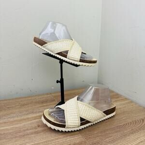 Flannel Beige Woven Slide Sandals Women’s Size 7.5